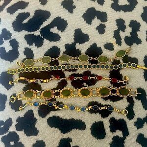 5 Elegant Gold Filled and Gemstone Bracelet Set